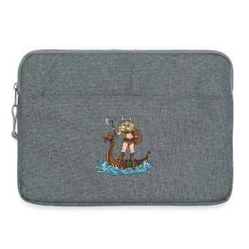 Norwegischer Wikinger-Pin-up - Laptoptasche 15" - Grau meliert - Vorne