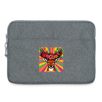 Cerf aux fleurs - Sacoche pour ordinateur portable 15 pouces - gris chiné - Devant