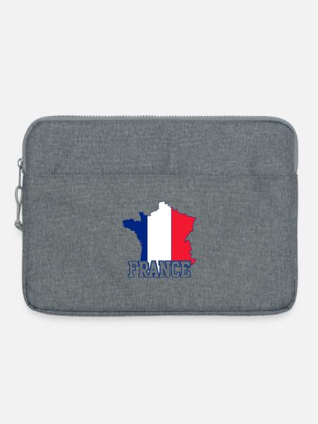 Frankreich-Trikolore-Kartenemblem - Laptoptasche 15" - Grau meliert