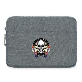 Crâne de fléchette avec des flèches brûlantes - Sacoche pour ordinateur portable 15 pouces - gris chiné - Devant