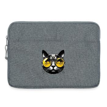 Puss with Glasses - Laptop bag 15" - heather grey - Front