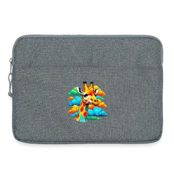 Giraffe mit Kopf in Wolkenwolken - Laptoptasche 15" - Grau meliert - Vorne