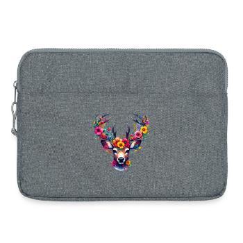 Hirsch mit Blumen geschmückt - Laptoptasche 15" - Grau meliert - Vorne
