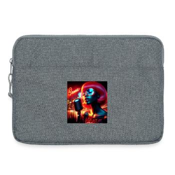 Portrait moderne avec néon et ambiance nocturne - Sacoche pour ordinateur portable 15 pouces - gris chiné - Devant