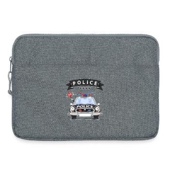 Police Polizeiauto mit Sirene schwarz - Laptoptasche 15" - Grau meliert - Vorne