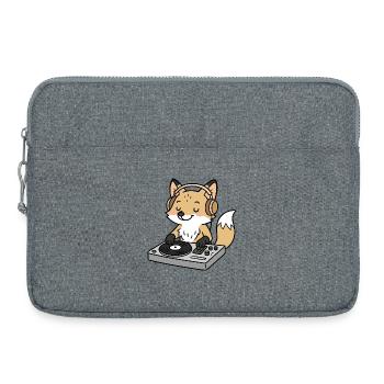 Un renard en DJ avec des écouteurs à la table de mixage - Sacoche pour ordinateur portable 15 pouces - gris chiné - Devant