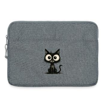 Drôle de chat noir avec de grands yeux – splash - Sacoche pour ordinateur portable 15 pouces - gris chiné - Devant