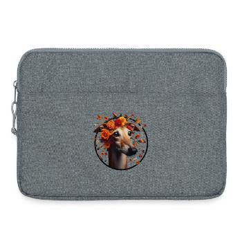 Galgo mit Blumenkranz - Laptoptasche 15" - Grau meliert - Vorne