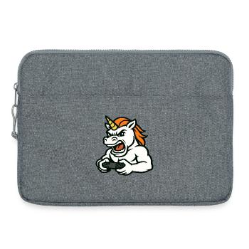 Raging Unicorn Gamer Maskottchen mit Controller - Laptoptasche 15" - Grau meliert - Vorne