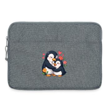 Duo Cœur de Pingouin Câlin - Sacoche pour ordinateur portable 15 pouces - gris chiné - Devant