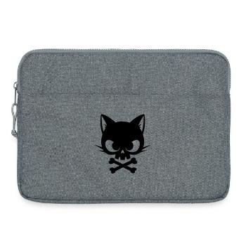 Cat Skull with Bones | Gothic Cute Icon - Laptop bag 15" - heather grey - Front