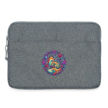 Bunter Fuchs Blumen Mandala Lila Mädchen Design - Laptoptasche 15" - Grau meliert - Vorne