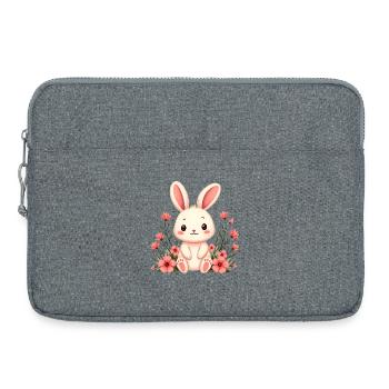 Kaninche aux fleurs - Sacoche pour ordinateur portable 15 pouces - gris chiné - Devant