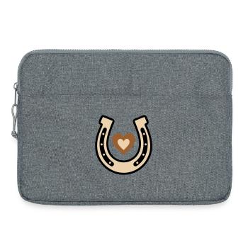 Fer à cheval Cœur Porte-bonheur Équitation - Sacoche pour ordinateur portable 15 pouces - gris chiné - Devant