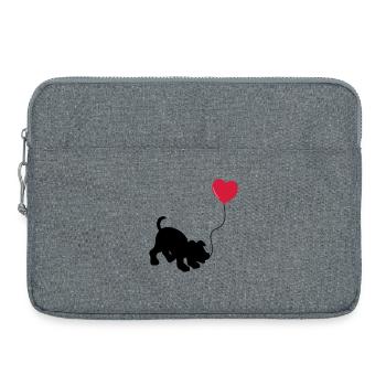 hund mit Luftballon - herz doglover - Kindermotiv - Laptoptasche 15" - Grau meliert - Vorne