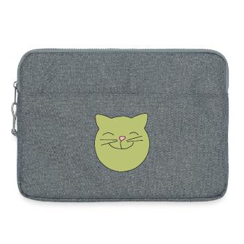 katzenkopf grün - Laptoptasche 15" - Grau meliert - Vorne