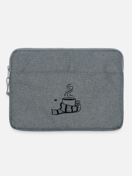 Gemütlicher Dampfbecher mit Schal - Laptoptasche 15" - Grau meliert