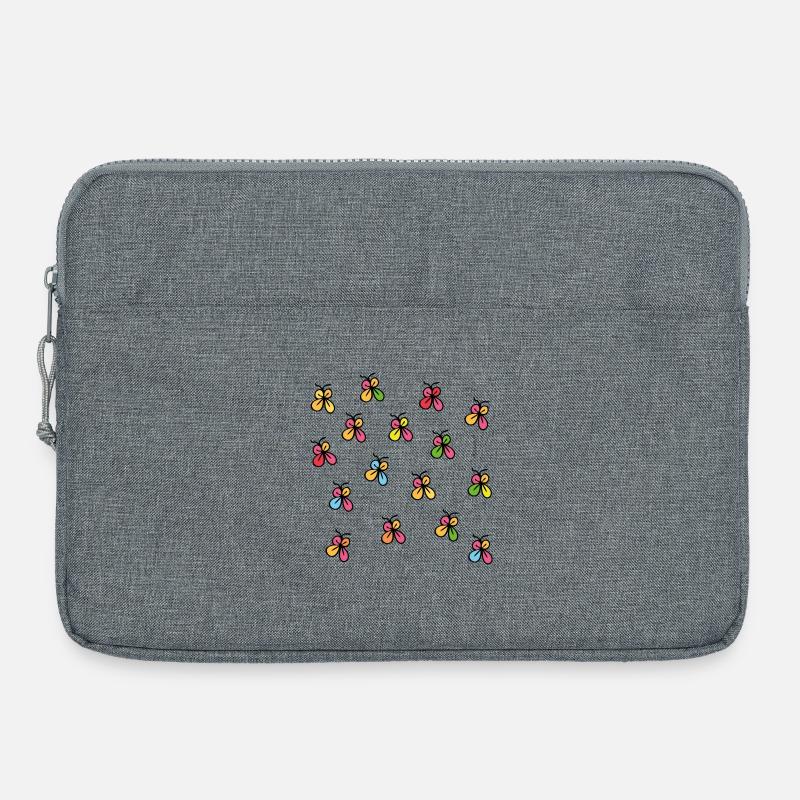 Neonschmetterlinge in schwarzer Silhouette - Laptoptasche 15" - Grau meliert