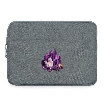 leuchtendes violettes Amethyst Kristall Motiv - Laptoptasche 15" - Grau meliert - Vorne