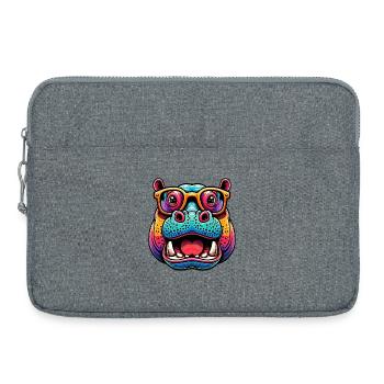 Hippopotame à lunettes - Sacoche pour ordinateur portable 15 pouces - gris chiné - Devant
