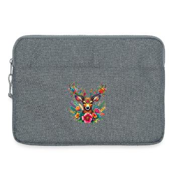 Cerf décoré de fleurs - Sacoche pour ordinateur portable 15 pouces - gris chiné - Devant