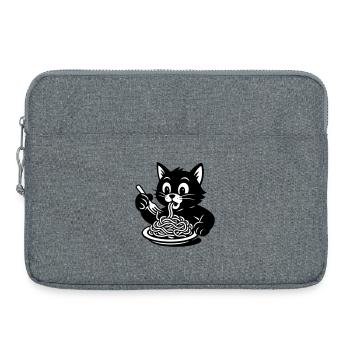 Cat Eats Spaghetti Meme - Laptop bag 15" - heather grey - Front