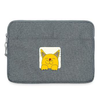 Chat au visage heureux - Sacoche pour ordinateur portable 15 pouces - gris chiné - Devant