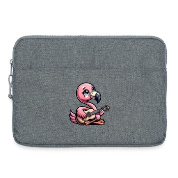 Niedlicher Flamingo Spielt Akustikgitarre - Laptoptasche 15" - Grau meliert - Vorne