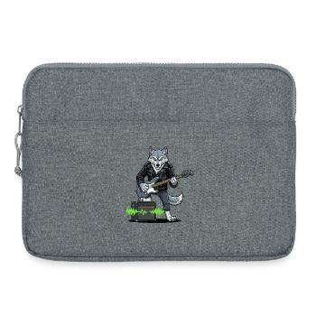 Rockerwolf with leather jacket - Laptop bag 15" - heather grey - Front