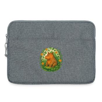 Hippopotame fantaisiste dans le cercle du lierre - Sacoche pour ordinateur portable 15 pouces - gris chiné - Devant