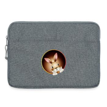Un lapin curieux sort du terrier du lapin - Sacoche pour ordinateur portable 15 pouces - gris chiné - Devant