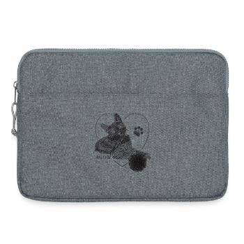 Katze Bild Wollknäuel Herz Geschenk Meow - Laptoptasche 15" - Grau meliert - Vorne
