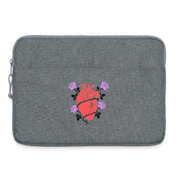 Anatomisches Herz Rosen Bunt - Laptoptasche 15" - Grau meliert - Vorne