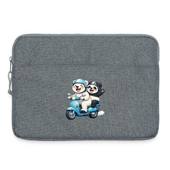 Eisbär und Pandabär auf einem Roller - Laptoptasche 15" - Grau meliert - Vorne