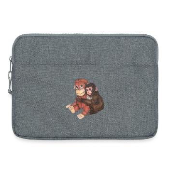 Singe mignon avec Peluche Animal Supoort - Sacoche pour ordinateur portable 15 pouces - gris chiné - Devant