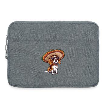Beagle Hund Lustig Sombrero - Laptoptasche 15" - Grau meliert - Vorne