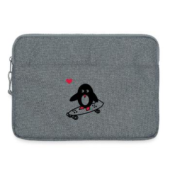 pingouin avec le skate-board - Sacoche pour ordinateur portable 15 pouces - gris chiné - Devant