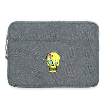 Schädel und Heftpflaster - Laptoptasche 15" - Grau meliert - Vorne