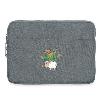 Wolf springt über das Schaf - Wolf mit Schaf - Laptoptasche 15" - Grau meliert - Vorne