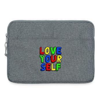 Liebe dich selbst bunte Pop Art - Laptoptasche 15" - Grau meliert - Vorne