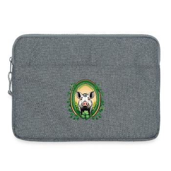 Cochon chanceux - Sacoche pour ordinateur portable 15 pouces - gris chiné - Devant