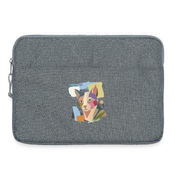 Chat abstrait dans le design moderne de bloc de couleur - Sacoche pour ordinateur portable 15 pouces - gris chiné - Devant