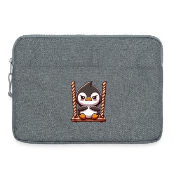 Curious penguin on swing Stubborn annoyed - Laptop bag 15" - heather grey - Front