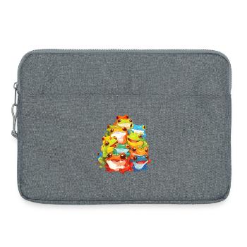 Colorful Frogs Ensemble Illustration - Laptop bag 15" - heather grey - Front