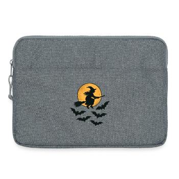 Flying Witch with Bats – Halloween Design - Laptop bag 15" - heather grey - Front