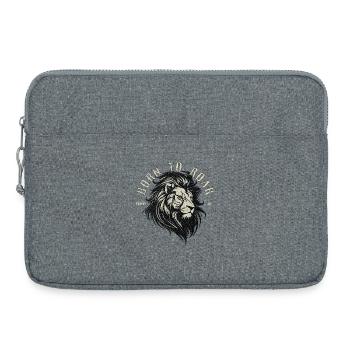 🦁Né pour rugir – Proverbes 28:1 Lion chrétien - Sacoche pour ordinateur portable 15 pouces - gris chiné - Devant