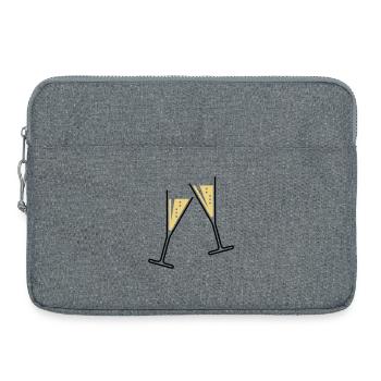 2 Sektgläser (Sekt / Trichter / Offen / 2C) - Laptoptasche 15" - Grau meliert - Vorne