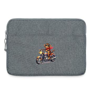 Bunter Affe auf Motorrad - Laptoptasche 15" - Grau meliert - Vorne