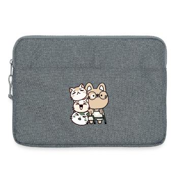 Kawaii Cat with Walker and Happy Friends - Laptop bag 15" - heather grey - Front