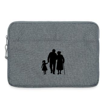 Grands-parents, petit-enfant Silhouette Famille de marche - Sacoche pour ordinateur portable 15 pouces - gris chiné - Devant